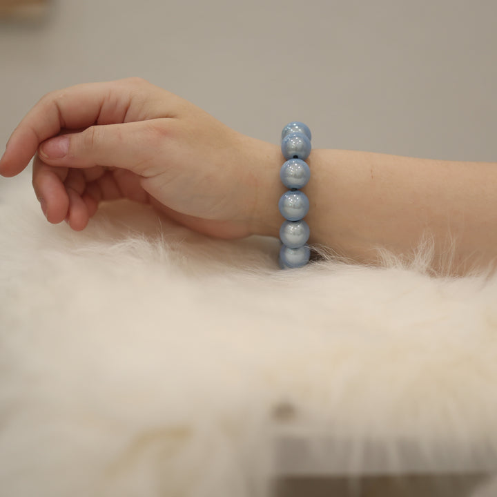 Perlen armbänder PERLE Perlenarmband matt  göanz trend accsesioresschimmernd statement Perle armband schimmer glanz perlenglanz kette  blau