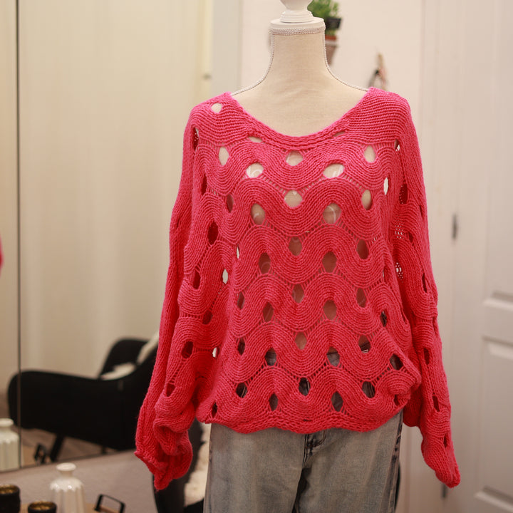 Strickpulli mit Lochmuster
