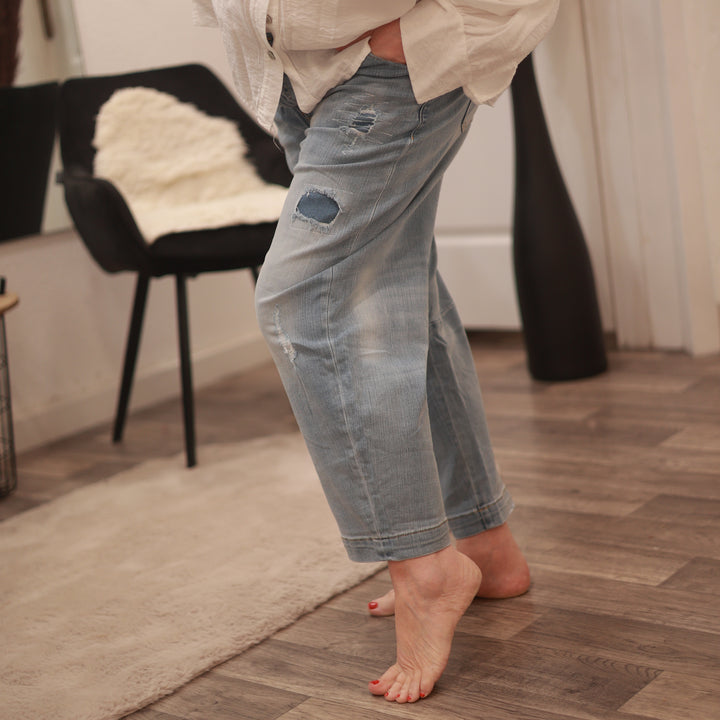 Jeans baggy Boyfriend valentinstag lockere Jens stretch Jeanshose Hose blauejeans 