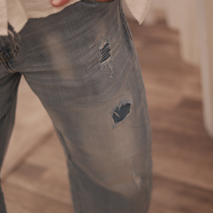 Jeans baggy Boyfriend valentinstag lockere Jens stretch Jeanshose Hose blauejeans 