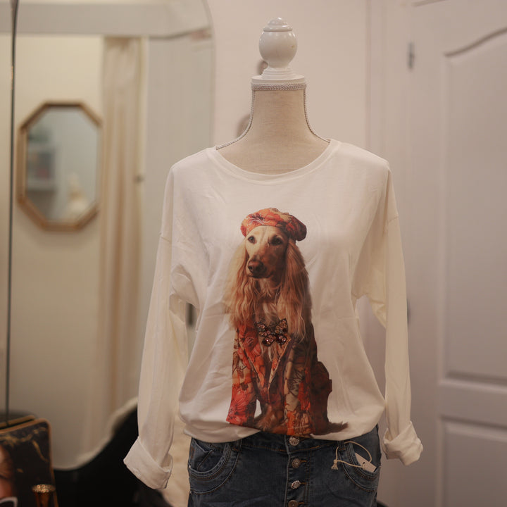 Shirt mit Druck und Glitzer