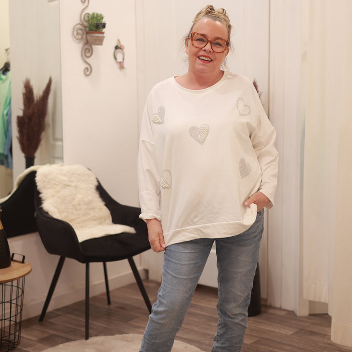 Sweatshirt mit Perlen