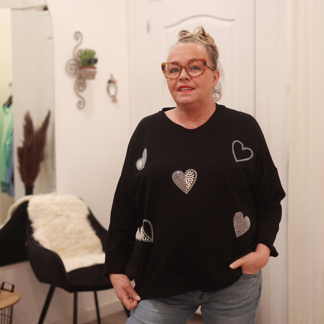 Sweatshirt mit Perlen