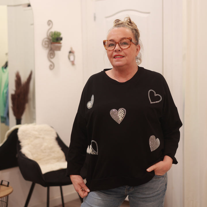 Sweatshirt mit Perlen