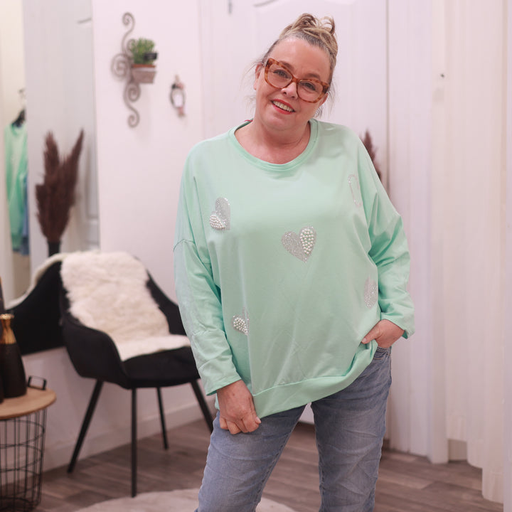 Sweatshirt mit Perlen